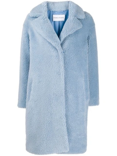 Stand Studio Concealed Fastened Coat In Blue