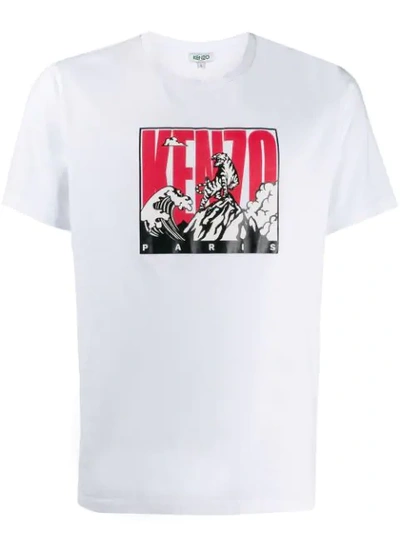 Kenzo Tiger Mountain Print T-shirt In White