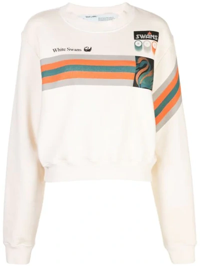 Off-white Contrasting Swans Print Sweatshirt In Grey