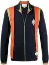 Gucci Patch-embellished Zipped Sweatshirt In Blue