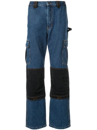 Msgm Paneled Jeans In Blue