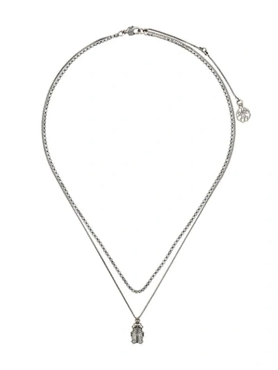Alexander Mcqueen Beetle Pendant Necklace In Silver