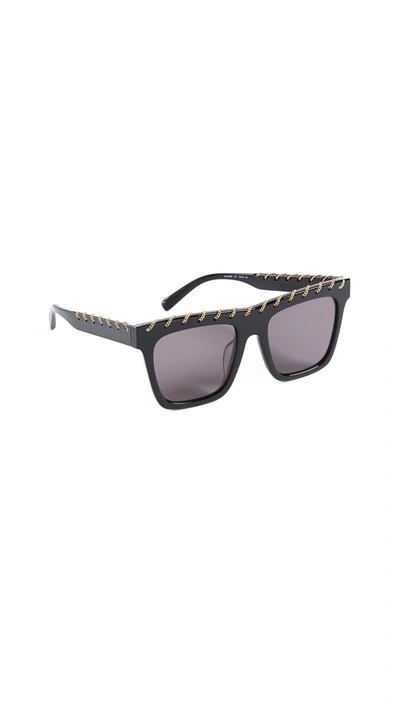 Stella Mccartney 54mm Rectangle Sunglasses In Black Black Grey