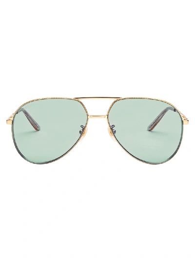 Gucci Sunglasses In Gold Gold Green