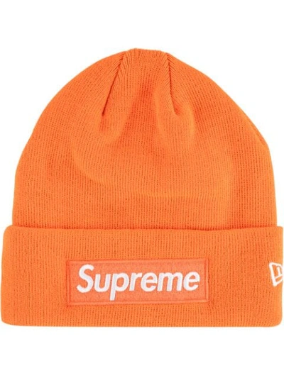Supreme New Era Box Logo Beanie In Orange