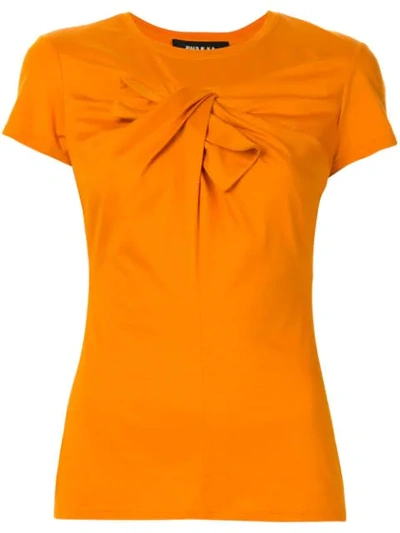 Paule Ka Draped Bow-embellished T-shirt In Orange