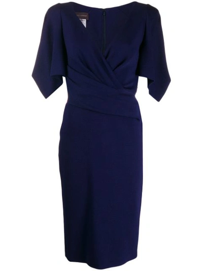 Talbot Runhof V-neck Wrap Dress In Blue