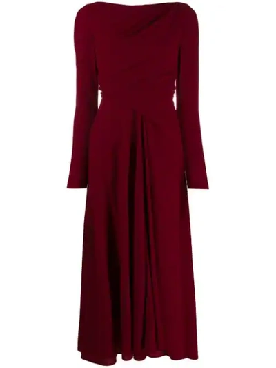 Talbot Runhof Draped Midi Dress In Red