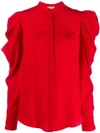 Alexander Mcqueen Gathered Detailed Shirt In Red
