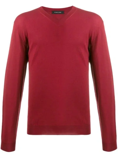 Falke V-neck Plain Jumper In Red