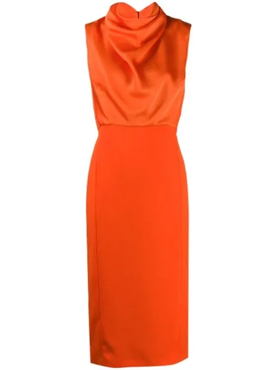 Erika Cavallini Drape Neck Dress In C42 Orange