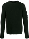 C.p. Company Ribbed Lens Detail Jumper In Black