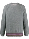 Corelate Striped Hem Sweater In Grey
