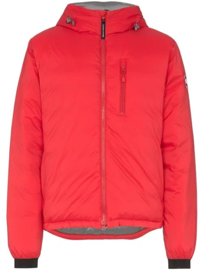 Canada Goose Lodge Packable Windproof 750 Fill Power Down Hooded Jacket In Red