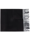 Moschino Logo-embroidered Fringed Scarf In Black