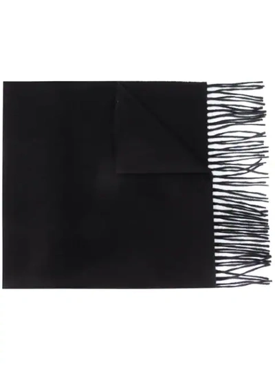 Moschino Logo-embroidered Fringed Scarf In Black