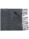 Moschino Logo-print Fringed Scarf In Grey