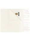Moschino Logo-embroidered Fringed Scarf In White