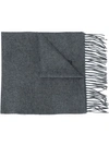 Moschino Logo-embroidered Fringed Scarf In Grey