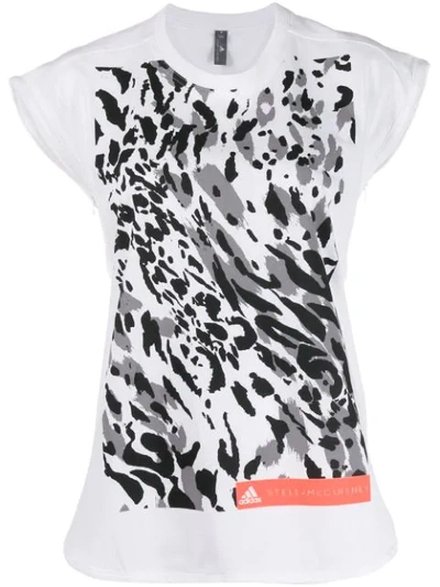 Adidas By Stella Mccartney Animal Print T-shirt In White