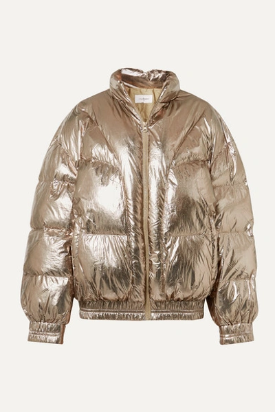 Isabel Marant Étoile Kristen Quilted Metallic Shell Jacket In Brass