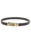 Moschino Logo Skinny Belt In Black