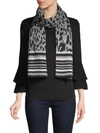 Calvin Klein Graphic Leopard Jacquard Scarf In Heathered Grey