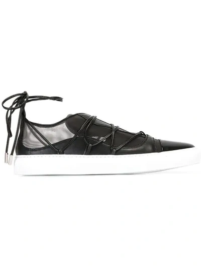 Dsquared2 10mm Riri Leather & Mesh Sneakers In Black