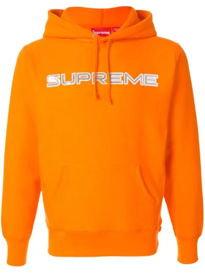 Supreme Embroidered Logo Hooded Sweatshirt In Orange