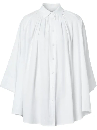 Burberry Monogram Cotton Jacquard Oversized Shirt In White
