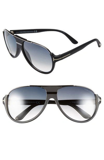 Tom Ford 'dimitry' 59mm Aviator Sunglasses In Matte Black/ Dark Ruthenium