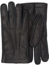 Prada Deer Leather Gloves In Black