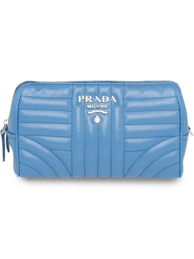 Prada Quilted Make-up Bag In Blau