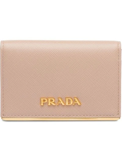 Prada Saffiano Leather Card Holder In Pink