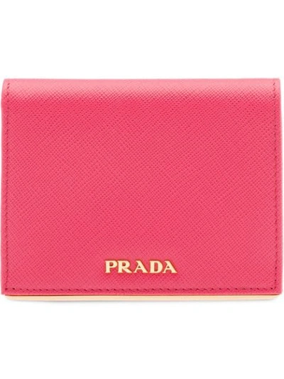 Prada Small Logo-plaque Wallet In Pink
