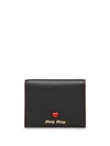 Miu Miu Madras Leather Wallet In Black