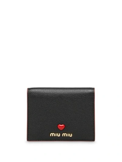 Miu Miu Madras Leather Wallet In Black