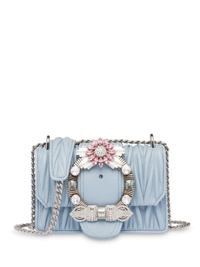 Miu Miu Miu Lady Matelassé Shoulder Bag In Blue