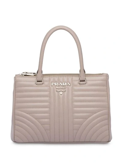 Prada Diagramme Leather Handbag In Grey