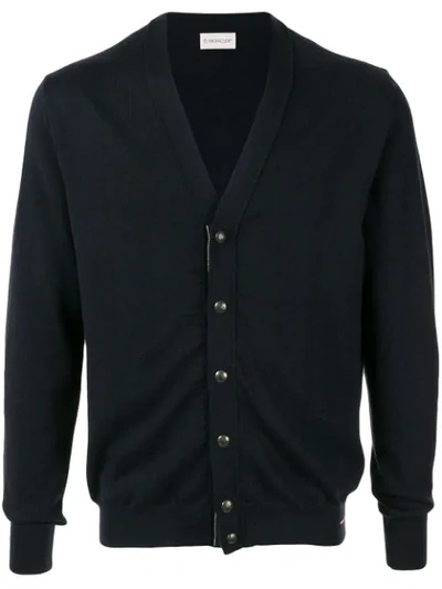 Moncler Knitted Cardigan In Blue