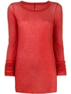 Rick Owens Larry Long Sleeved Top In 133 Cardinal Red