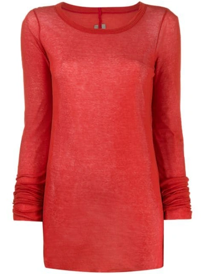 Rick Owens Larry Long Sleeved Top In 133 Cardinal Red