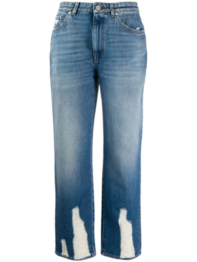 Alexander Mcqueen Distressed Straight-leg Jeans In Blue