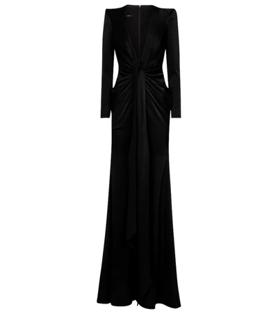 Alex Perry Damon Velvet V-neck Column Gown In Black
