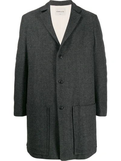 Corelate Buttoned Midi Coat In Grey