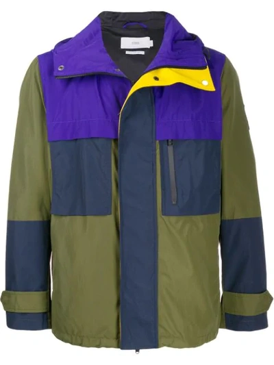 Closed Panelled Hooded Jacket In Green