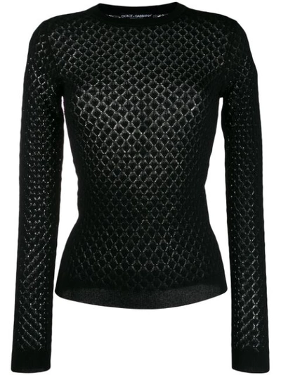 Dolce & Gabbana Diamond Knitted Jumper In Black
