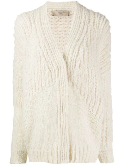 Maison Flaneur Chunky Knit Cardigan In White