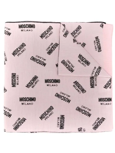 Moschino Milano Logo Intarsia Scarf In Pink