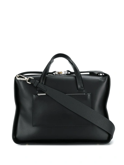 Alyx Boxy Leather Tote In Black
